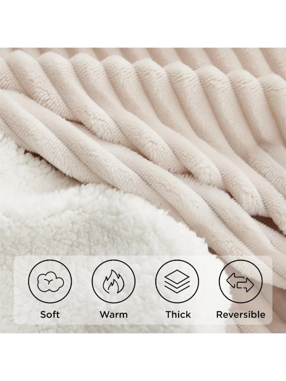 Cozy Sherpa Throw Blanket - Super Soft & Thick, Warm Fleece for Couch & Bed